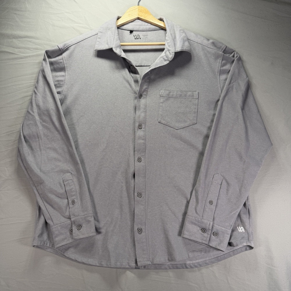 VRST Shirt Mens Large Gray Limitless Long Sleeve Button Up Performance Athletic